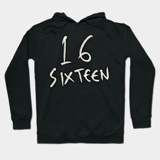 Hand Drawn Letter Number 16 Sixteen Hoodie